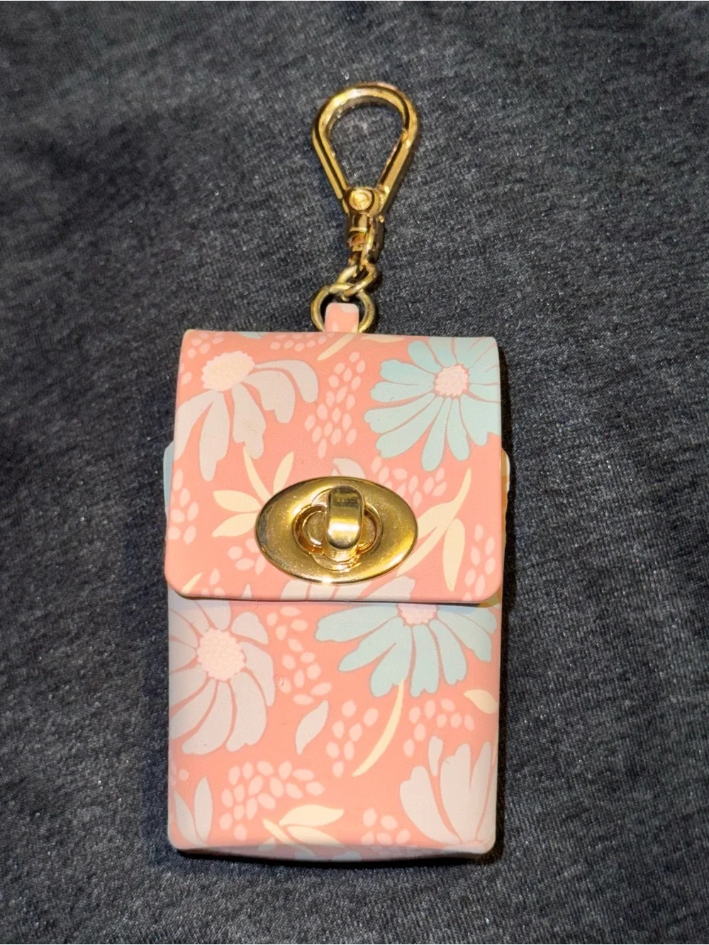 Bath and body works Floral hand sanitizer holder Coral with Gold Hardware